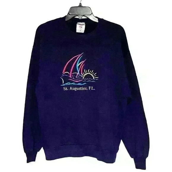 Vintage 90s St. Augustine FL Sailboat Beach Crew Neck Sweatshirt USA Adult Large - Picture 1 of 6